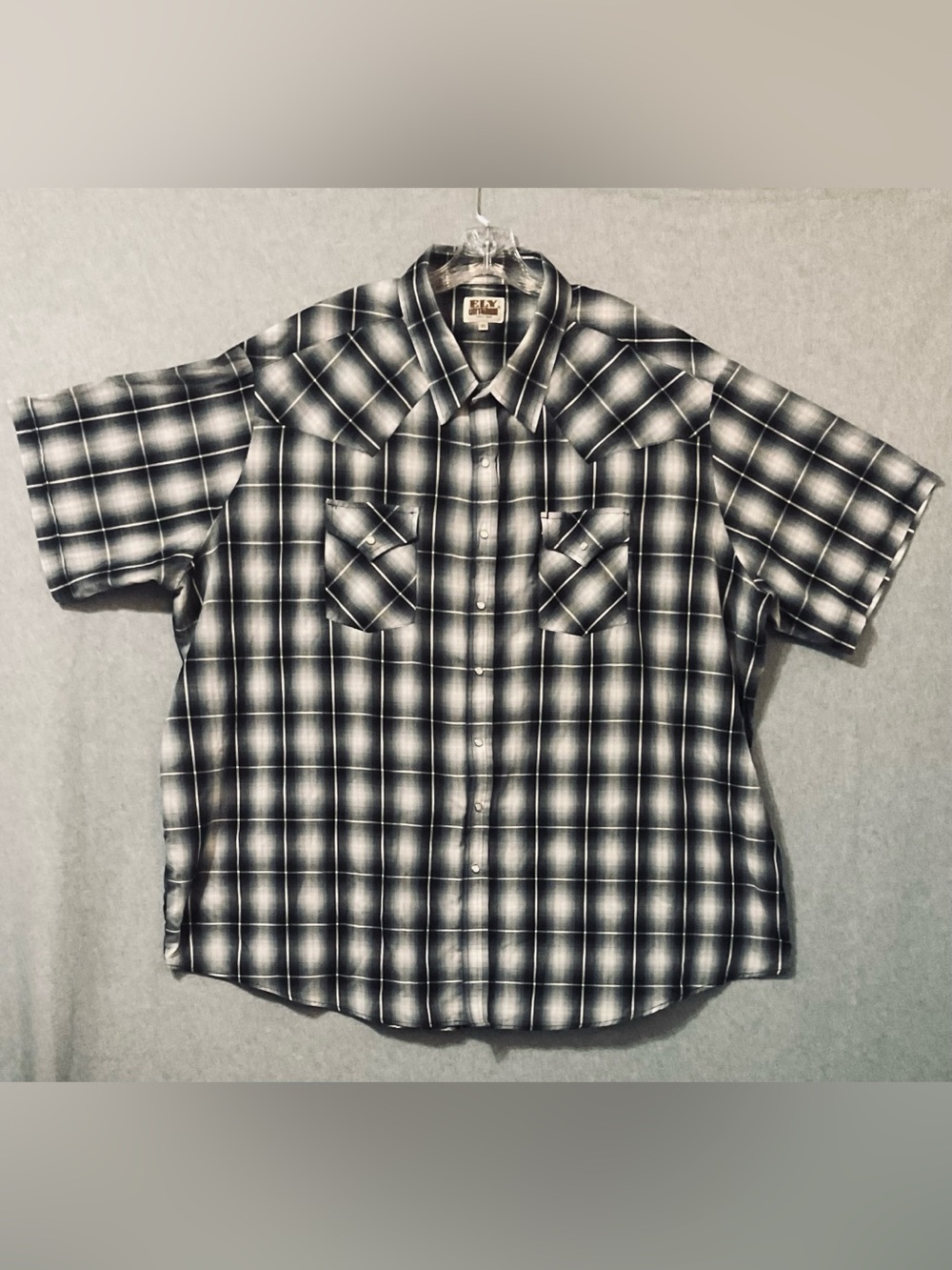 Ely cattlemar Vintage Black & White Plaid Short-Sleeve Men’s Shirt Sz 4XL BMan